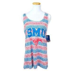 BLUE84 Mustangs SMU Tank Top XL Texas College Greek Football Sheer NWT College